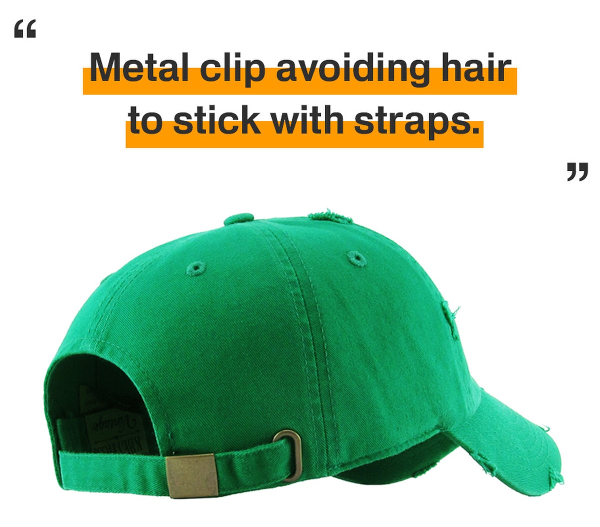 Kelly Green Distressed Vintage Baseball Cap Back Side View